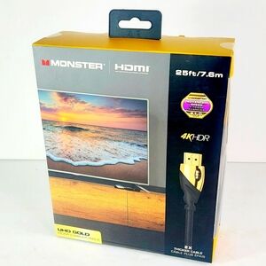 Monster UHD Gold Plated Connectors 4K HDMI Cable 25ft 7.6m Length **NEW**